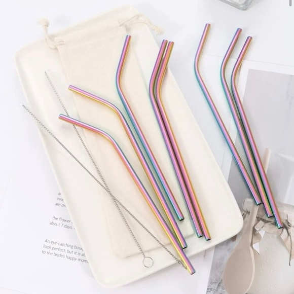 8 count of stainless steel straws - Picture 1 of 1